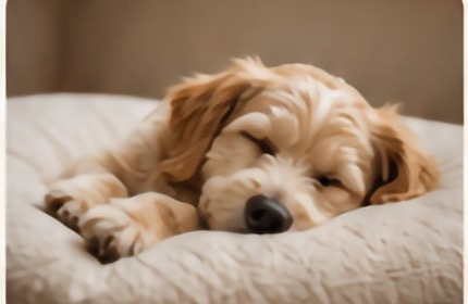 Dog sleeping in a soft bed